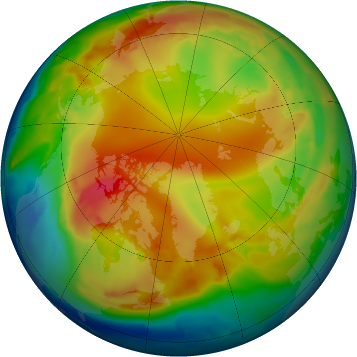 Arctic ozone map for 22 January 2013